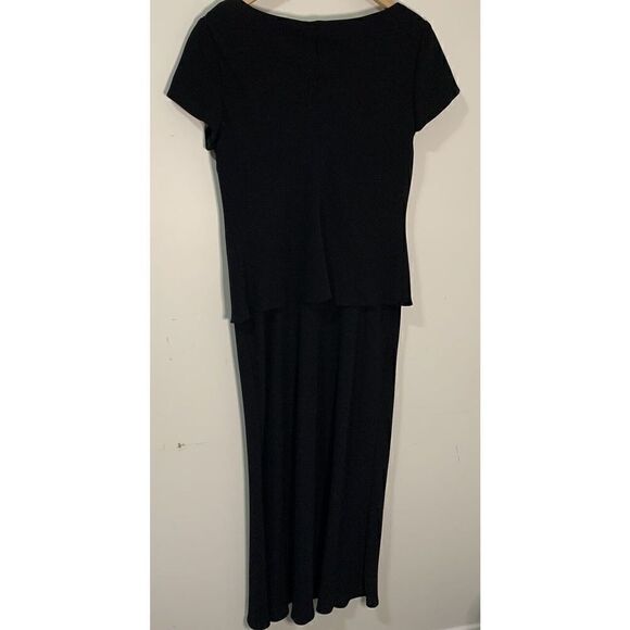 S.L. Fashions Black Evening Drape Neck Dress Women's Size 14 Style: 145194 - Picture 4 of 8
